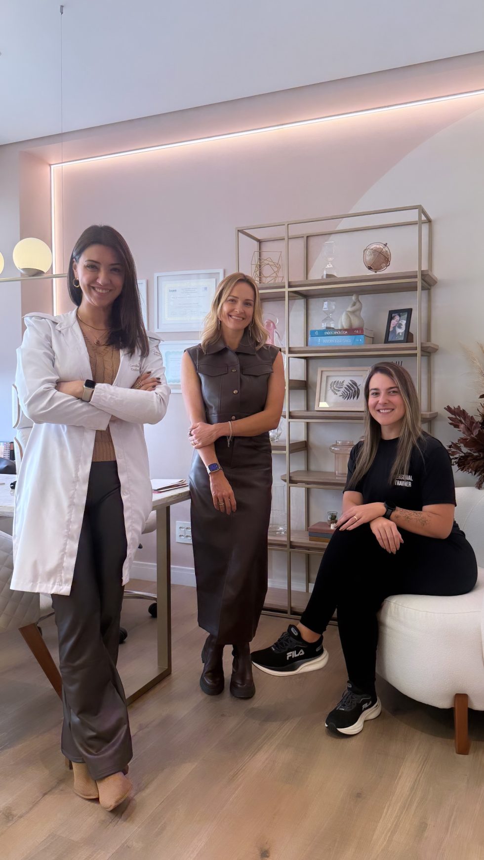 As três especialistas do Projeto 3D Curitiba: endocrinologista, nutricionista e personal trainer